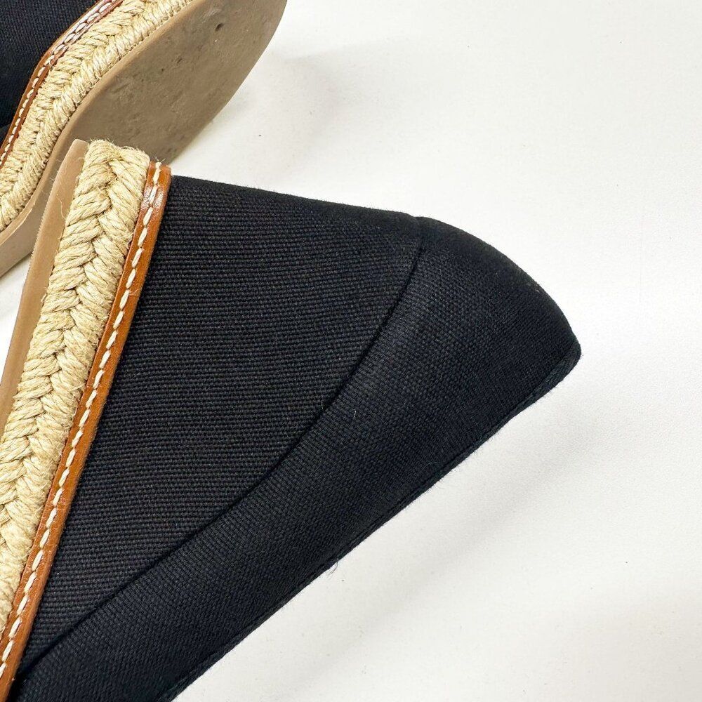 Tory Burch Black Canvas Wedge Espadrilles with Jute Sole - Picture 4 of 11